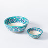 Decoro Al Mano - Large Round Bowl - Floral Teal