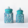 Decoro Al Mano - Small Storage Jar - Floral Teal