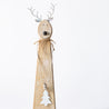 Wood and Silver Christmas - Small Long Reindeer on Plinth