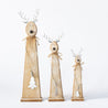 Wood and Silver Christmas - Small Long Reindeer on Plinth